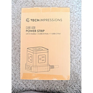 TechImpressions Cube USB Power Strip 5 Outlets 3 USB-A 1 USB-C Surge Protector N